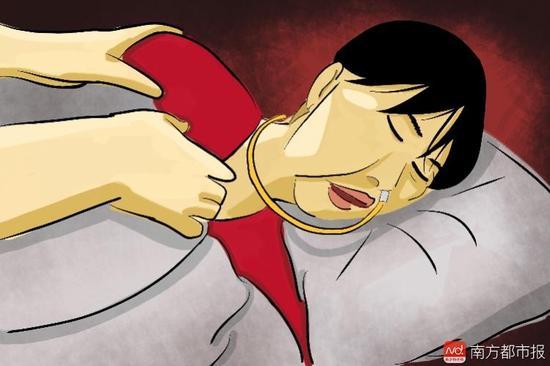 妻子張津華再?zèng)]能醒來，這個(gè)正處盛年、愛美又能干的女人變?yōu)榱酥参锶?，在床上一躺九年，容顏已枯朽。（畫作者：羅逸爵）