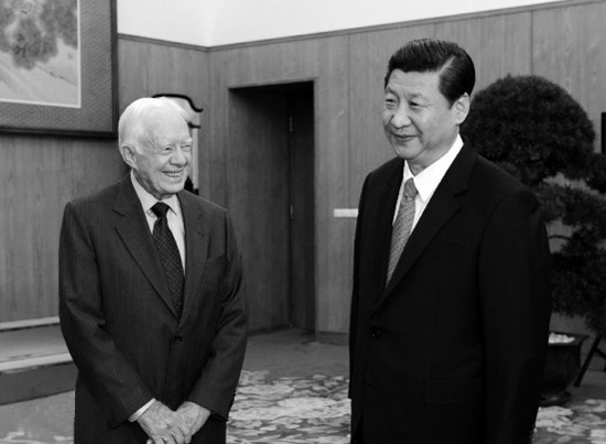 2012年12月13日，中共中央總書記習(xí)近平在中南海會(huì)見(jiàn)美國(guó)前總統(tǒng)卡特
