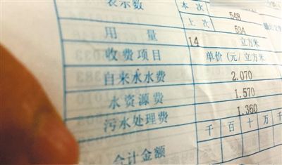 北京市某居民的水費單顯示，費用中有水資源費和污水處理費兩項附加收費。
